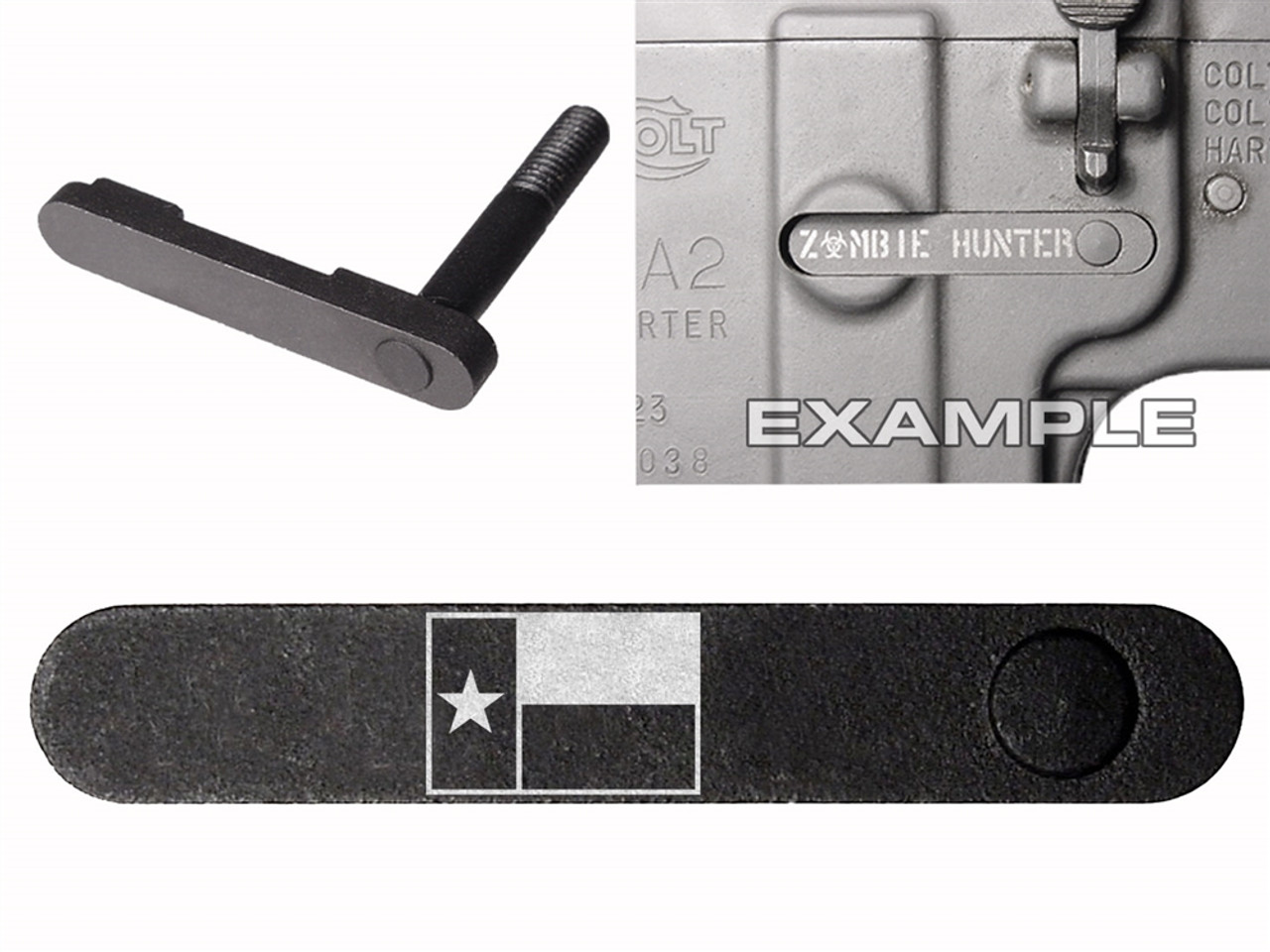 NDZ AR-15 SW 15-22 Black Magazine Catch Texas Flag